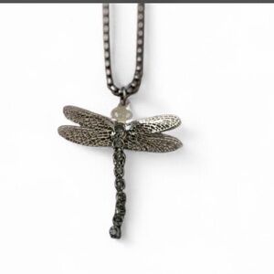 Elegant Silver Dragonfly Pendant Necklace
